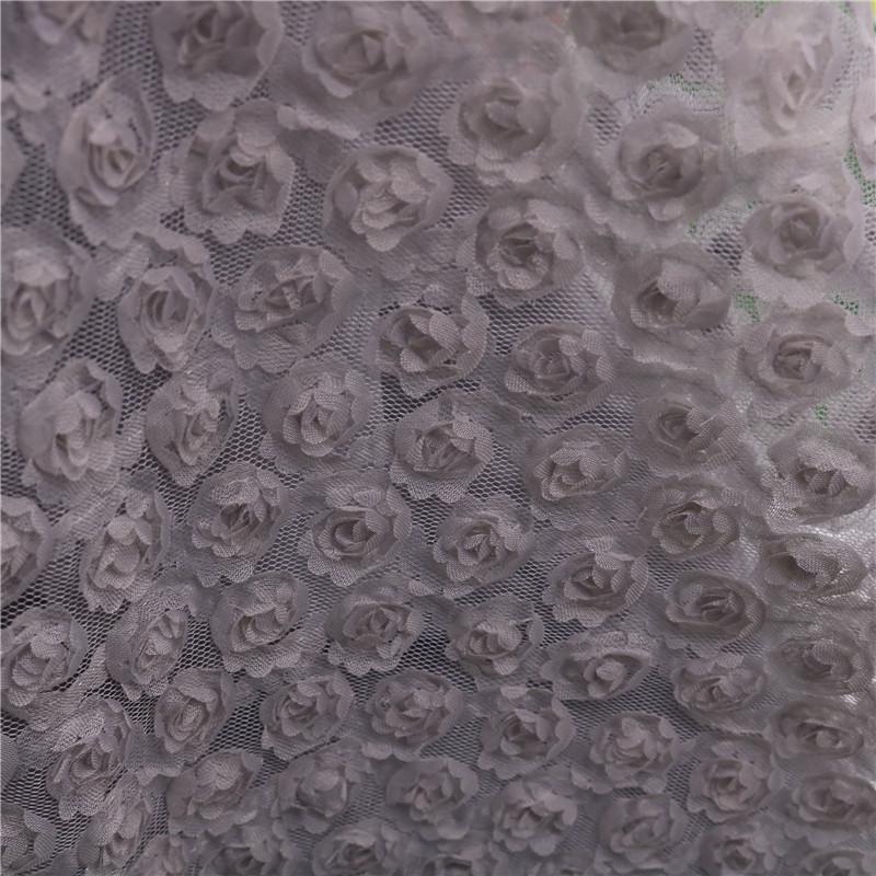 1 Yard Rose Flower Tulle Mesh Fabric Stretch 3D Rose Embroidery Designer Fabric DIY Sewing Wedding Party Dress Background Decor