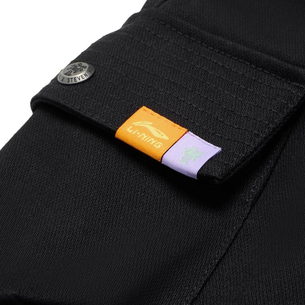 Li Ning X Steven Harrington Collaboration Solid Color Multi-Pocket Straight Leg Loose Casual Pants Men Pants Black AKXT791-2