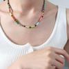 Versatile Temperament Necklace: Rainbow Natural Stone Beads with Clavicle Chain and Light Luxury Craftsmanship.