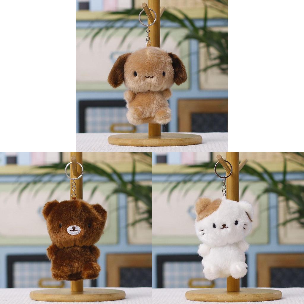 Plush Bear Keychain Cute Dog Toy Soft Stuffed Animal For Bag Decor