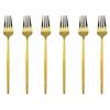 6 Pcs Silvere/Golden Flatware 8.2 Inch Stainless Steel Dinner Fork  Camping Dinnerware Set Tableware Eating Utensils