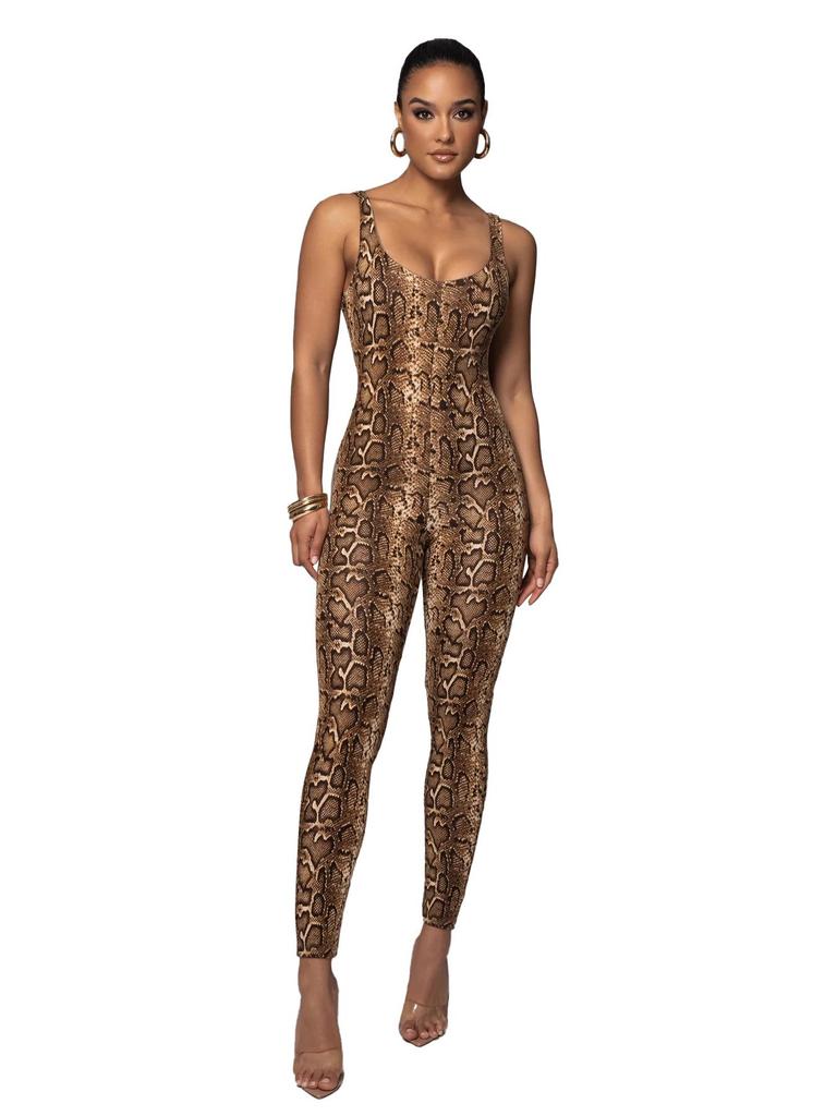 Salopetă Weimeizi pentru femei cu imprimeu și decolteu în U - Modă de club de noapte europeană/americană, În stoc