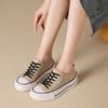 Summer canvas shoes new women's one-pedal round head lace-up non-slip thick-soled casual board shoes