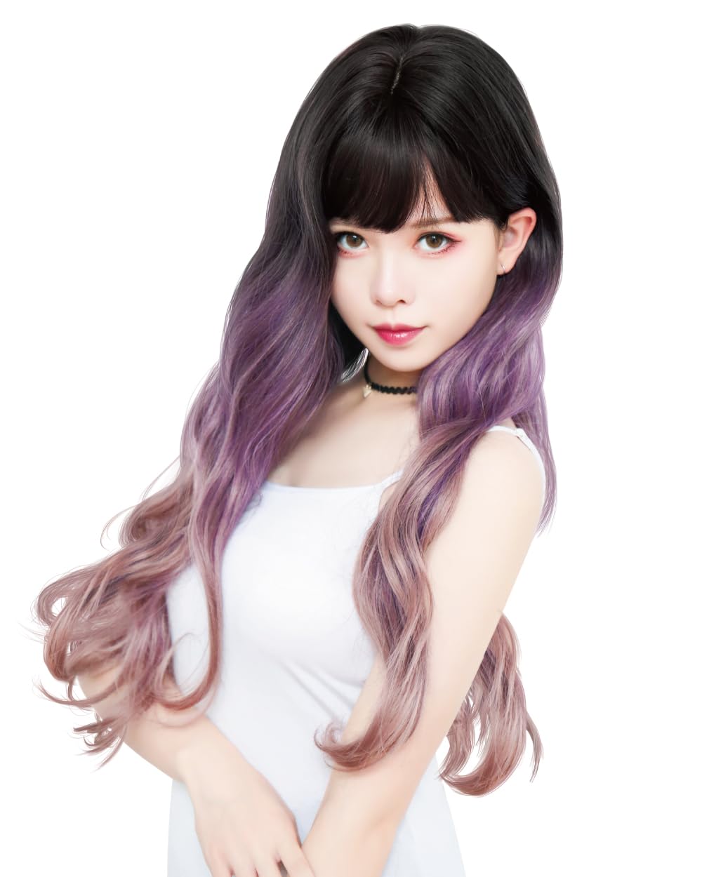 

TefuRe Fujitatsu Long Wave Wig Natural Gradient Wide Variety of Colors Cosplay Wig Net Included [TefuRe] C-8256BLK-PP