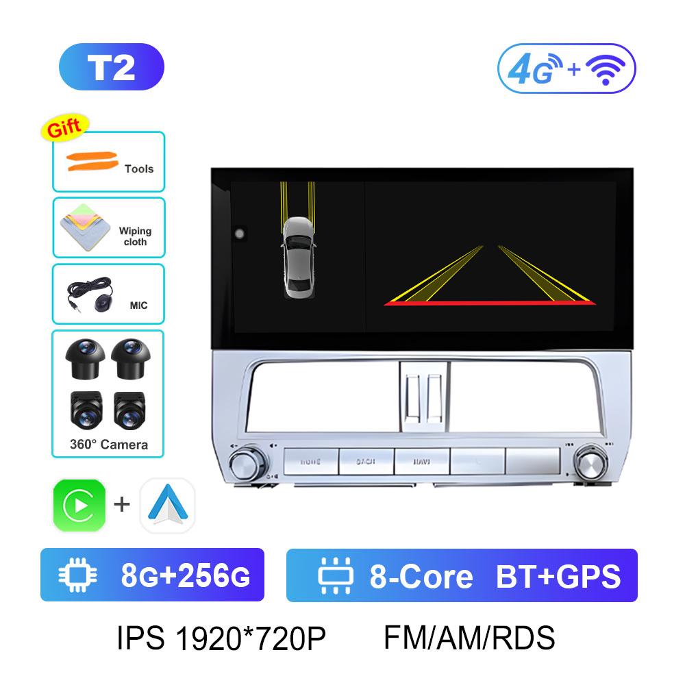 Navigation GPS Wireless Carplay Car Video for Toyota Prado 2018 Radio Player 12.3 Inch Autoradio Bluetooth Cooling Fan Head Unit