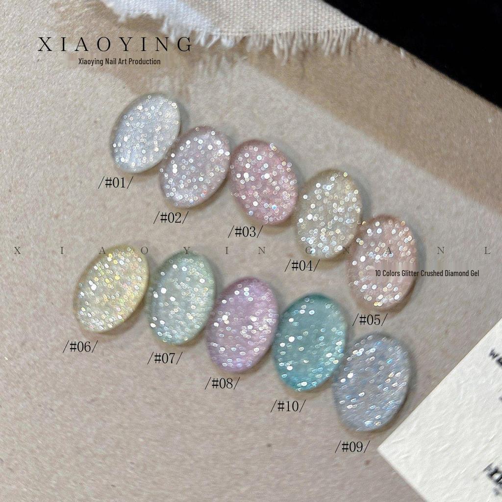 Huasidie 22-Color Glitter Crushed Diamond Reflective Gel Nail Polish, 5g Jar