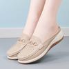 Ladies Platform Loafers Casual Elegant Leather Clog Slippers Backless Mules Women Thick Sole Sandals