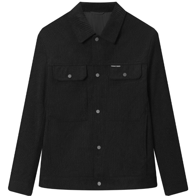 HLA Men's Fall Textured Turn-Down Collar Snap-Button Jacket