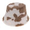 Chi Internet Celebrity Black and White Cow Pattern Bucket Hat Autumn and Winter Plush Warm Shopping Versatile Ins Basin Hat