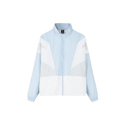 Solid Color Stand Collar Zipper Woven Jacket Women Jackets Blue 162238618R-1