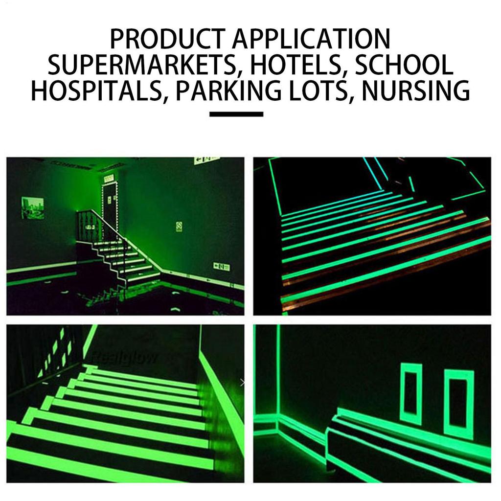 3 M Glow Tape  Dark Sticker Marking Stickers Fluorescent Duct Tape Glow In the Dark Sign for Floor Wall Steps Classroom Stage