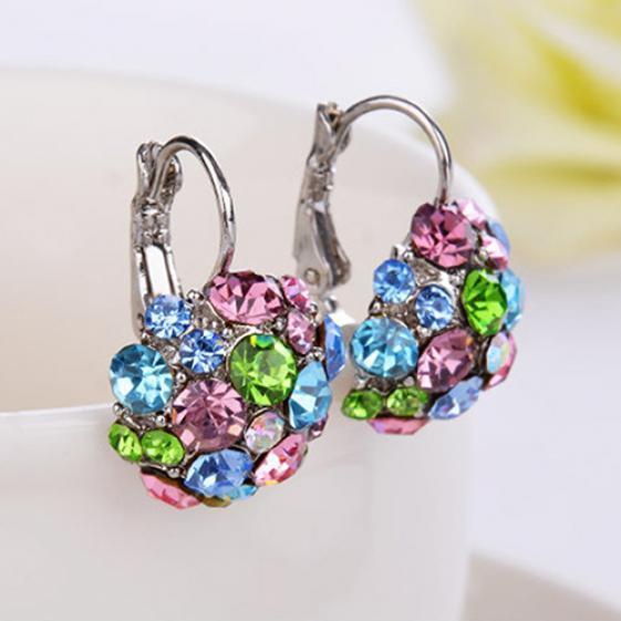 Women's Colorful Cubic Ball Eardrop Leverback Earrings Party Jewelry