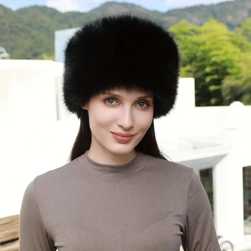 1PC Ear Protection Thick Warm Winter Women's Fashion Fluffy Plush Hat Snow Ski Cap Imitation Fur