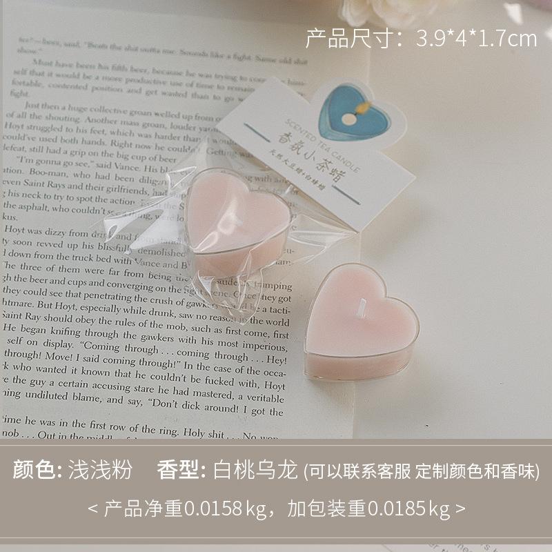 2PCS Small Candles Scented for Wedding Decoration Heart Pink Blossom Baby Christening Tealight Candle Mini Flavoring Souvenir