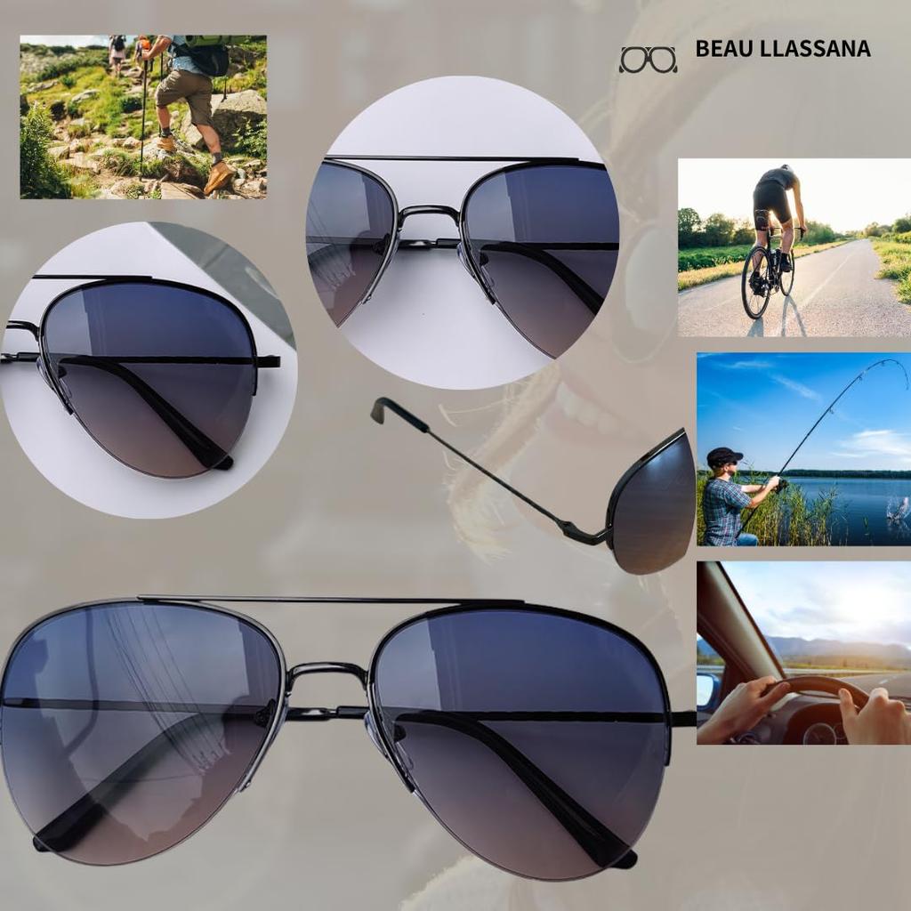 [BEAU LLASSANA] Teardrop Sunglasses for Men and Women - UV Protection, Metal Frame, Lightweight, Suitable for Driving, Outdoors, Travel, Fashion
