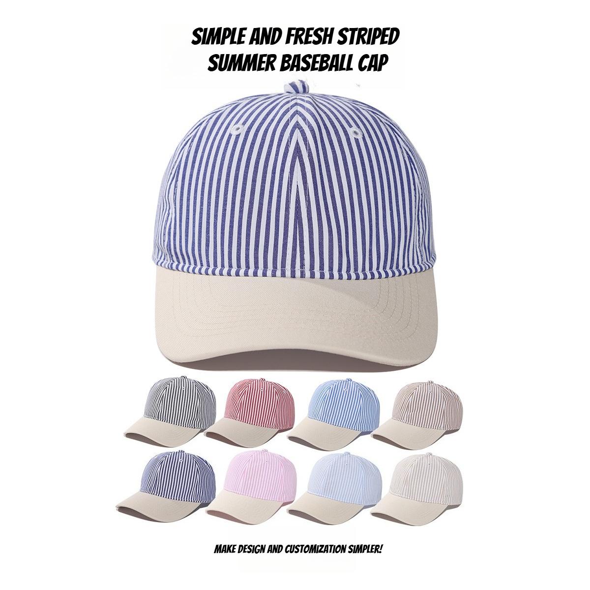 Yiran Bag Women's 1Pc Korean Style Fresh Stripe Baseball Cap For ,Summer Casual Men Peaked Caps Outdoor Adjustable Snapback Hats Cm