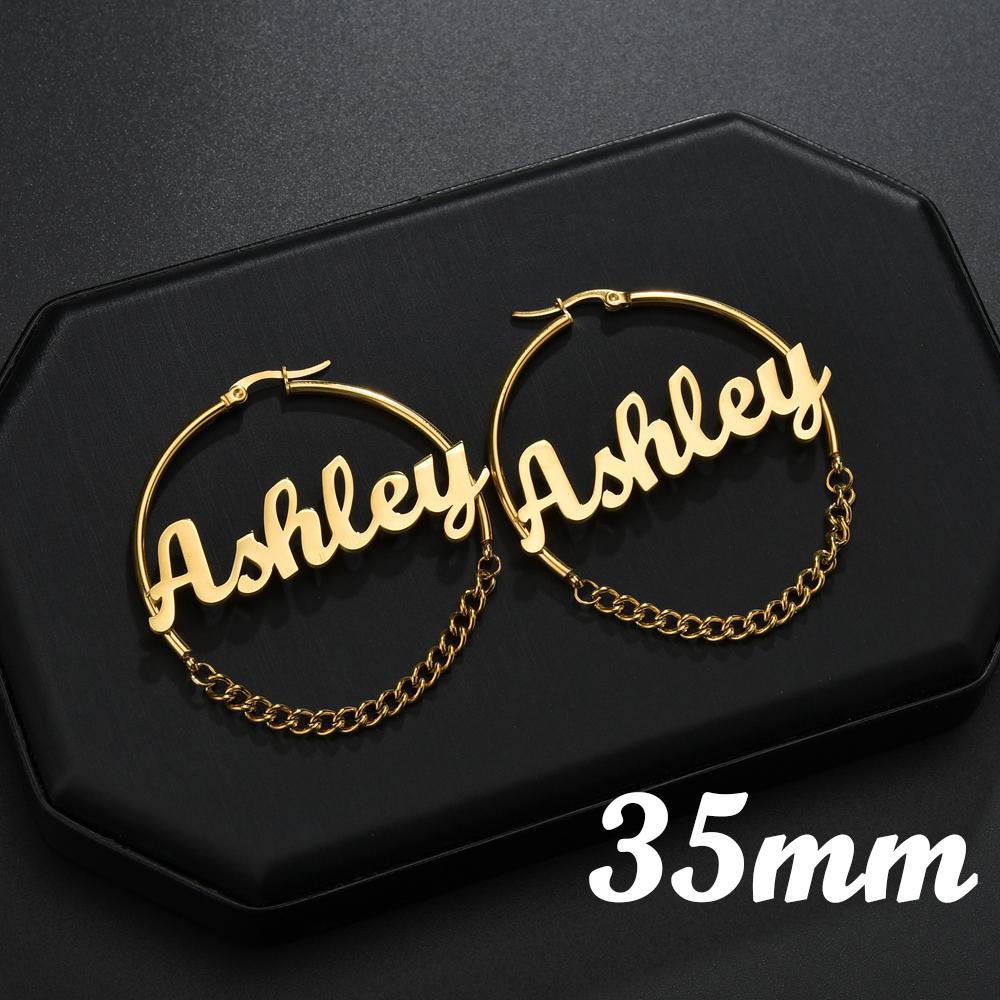 

Atoztide Personalized Name Stainless Steel Letter Earrings For Women 3 Color Custom Name Cricle Earrings Weddings Party Jewelry silver color