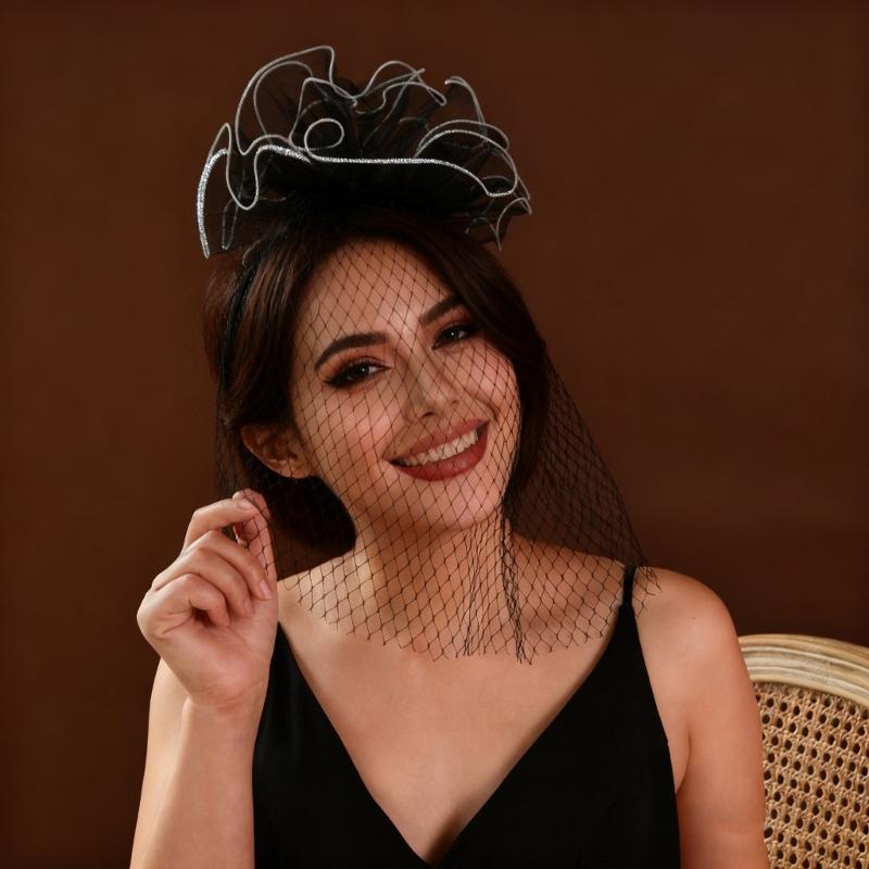 Flower Veil Headwear Fascinator Hat Styling Accessory For Women Elegant Lace Headpiece for Wedding Party Dance Event