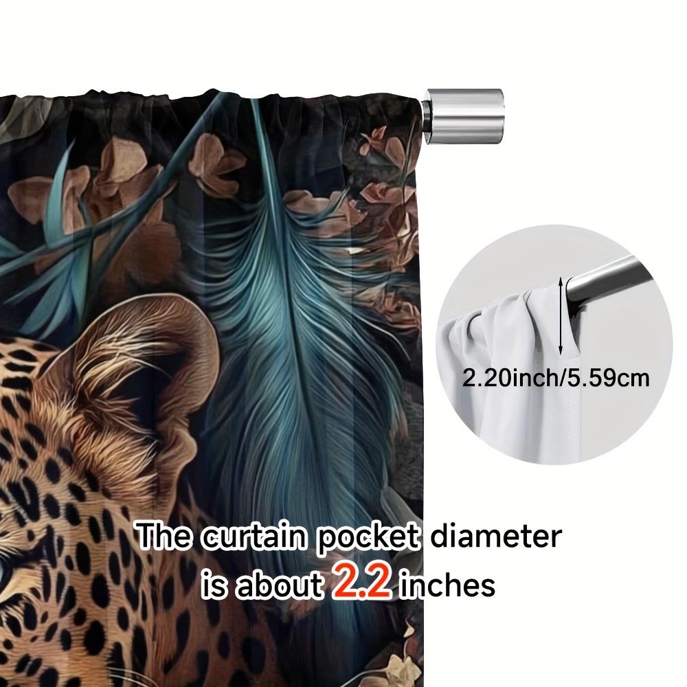 Set Of 2 Animal Curtains Daisy Peony Flower Green Leaf Leopard Pri Modern Made Polyester