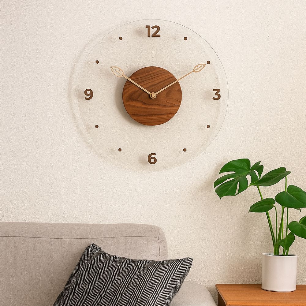 Transparent Digital Wall Watch Solid Wood Scale Clock Durable Hanging Clock  Office