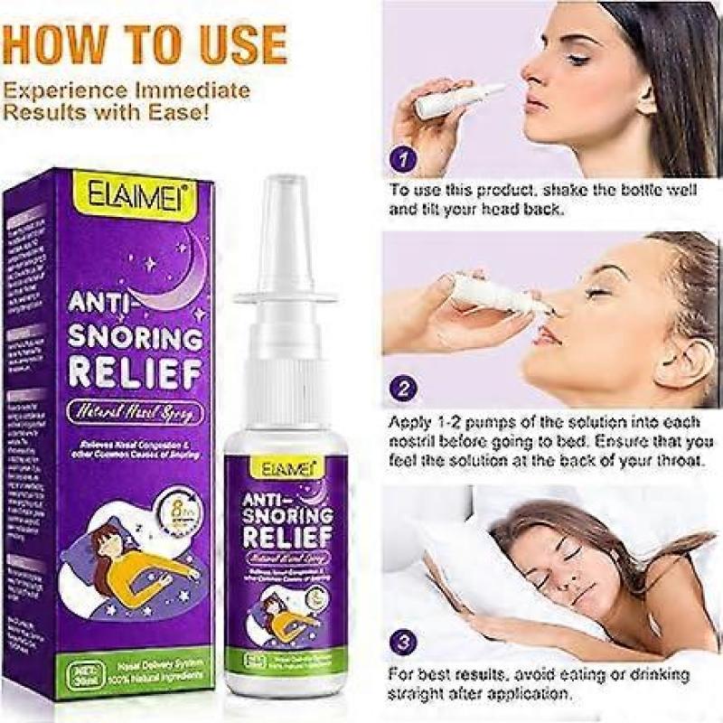 Anti Snoring Nose Spray 30 Ml, Natural Stop Snoring Spray, Effective Snoring Relief, Improves Breathing,  Anti-Snoring Solution