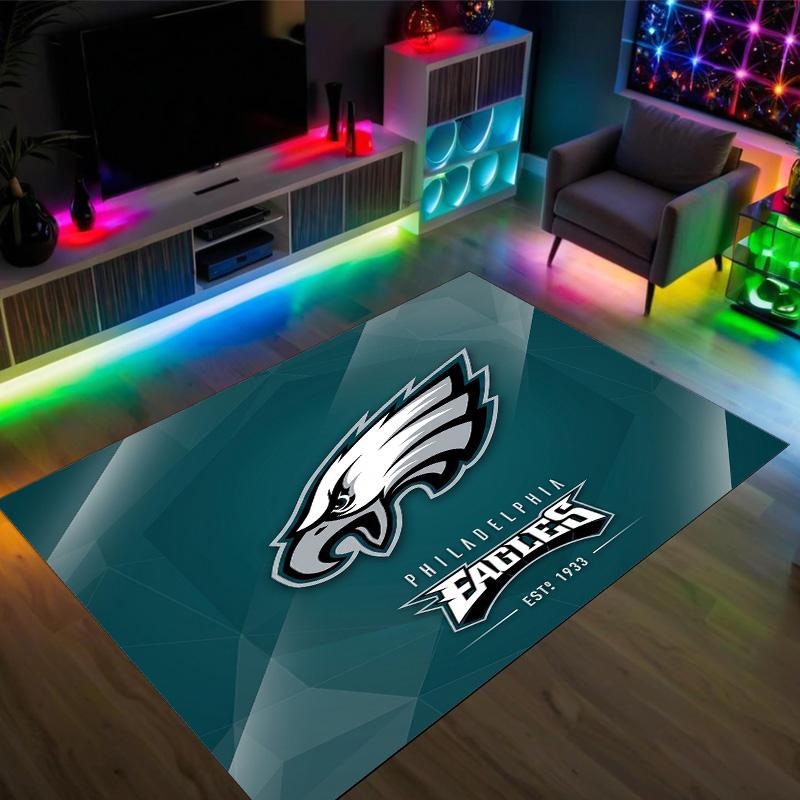 Tappeto in Cristallo Velluto Design Philadelphia Eagles Accogliente Non?Tappeto Stampato Antiscivolo per Camera da Letto Soggiorno Ingresso