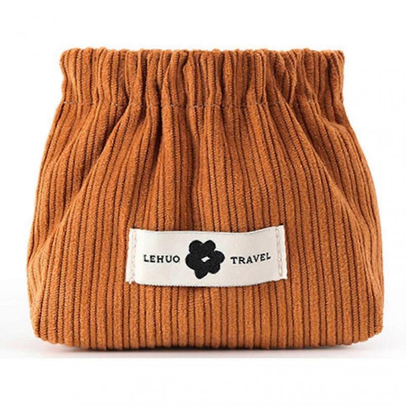 Travel Corduroy Elastic Storage Bag Travel Cosmetic Organizer Ideal Gift for Women Girls