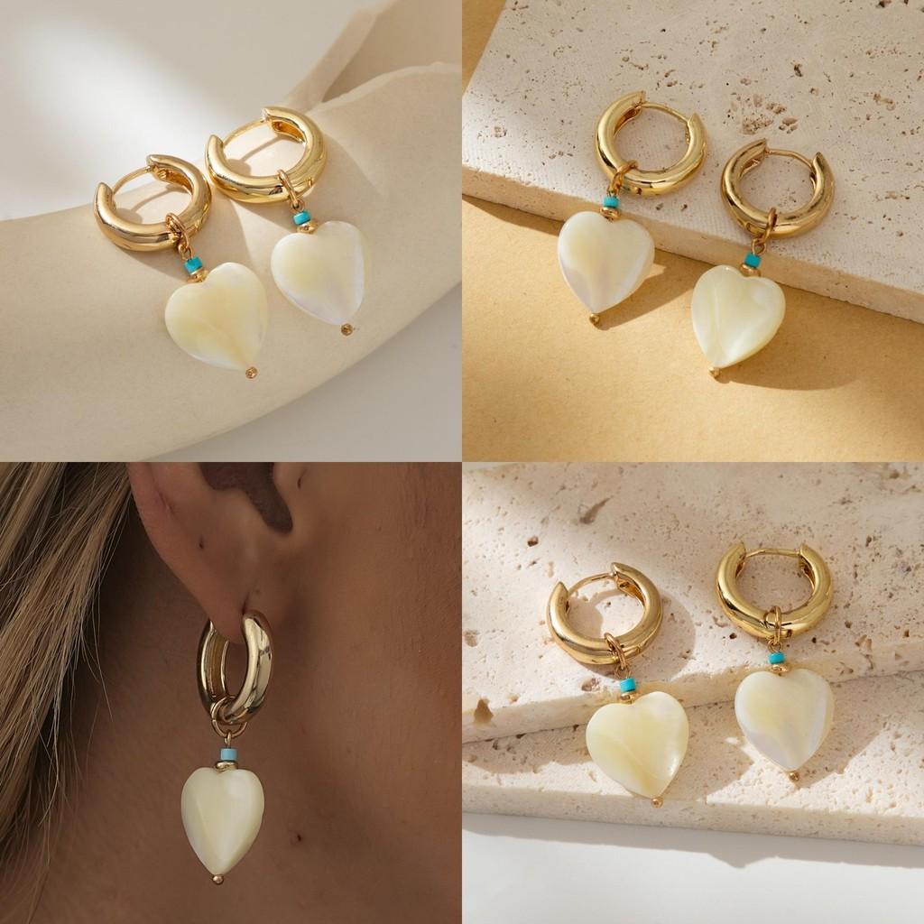 Retro Heart-shaped Earrings For Women Elegant Geometric Copper Design