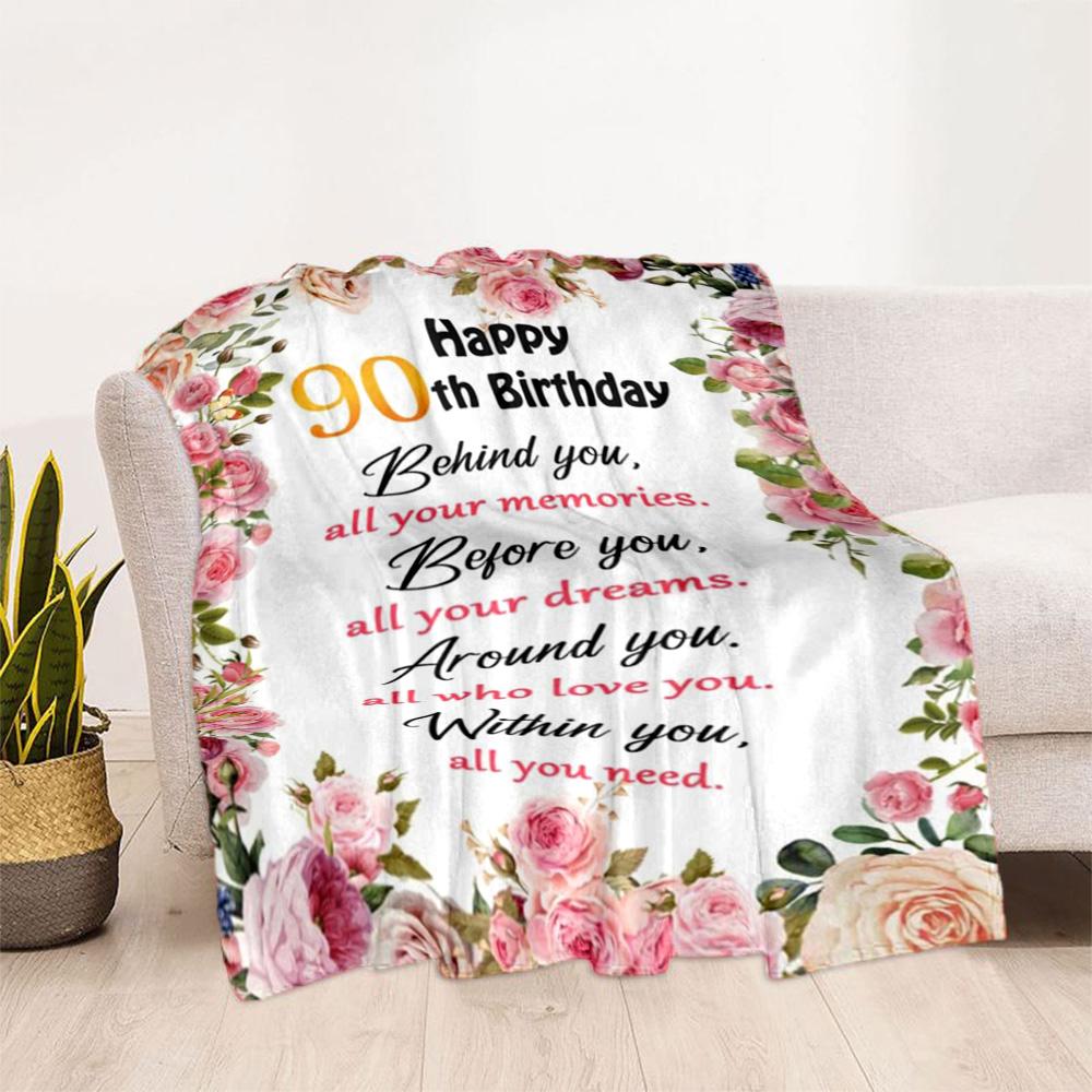 1 pezzo Coperta Celebrazione 90° Compleanno Morbida e Calda per Divano Ufficio Campeggio Viaggio Soggiorno Ottimo Regalo per Amici e Famiglia Comoda