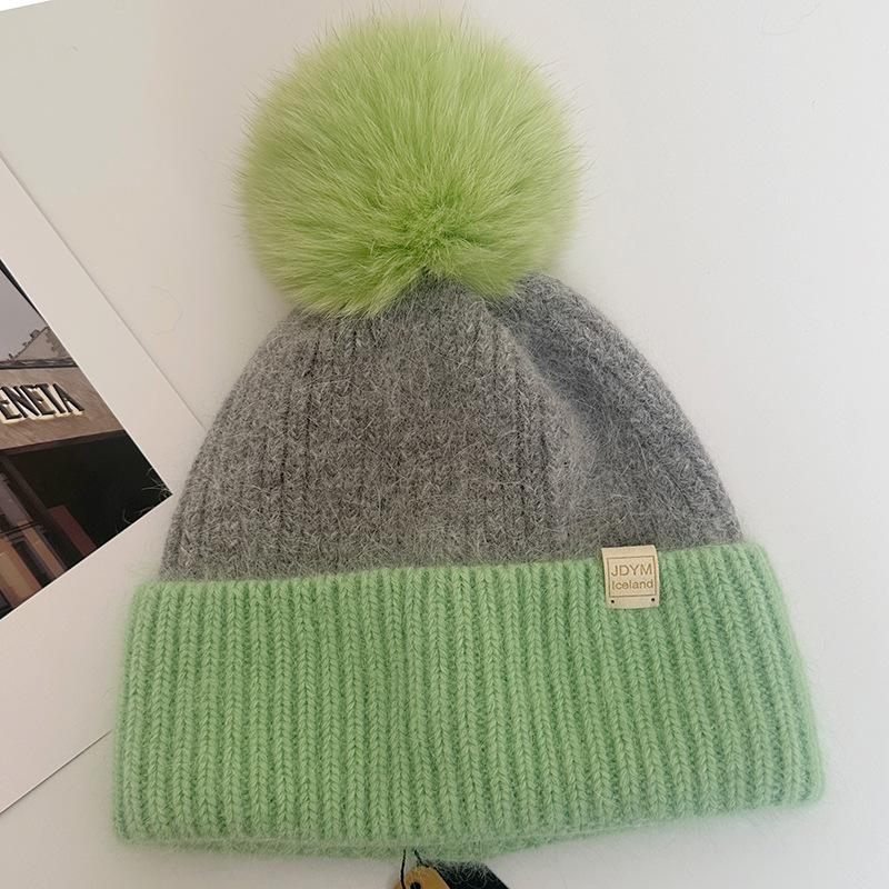 

Rabbit Fur Knitted Hat Women s Winter Warm Hairball Wool Hat Ear Protection Hat Winter Hats for Women, Beanies for Women, Hats for Women Winter ONE SIZE