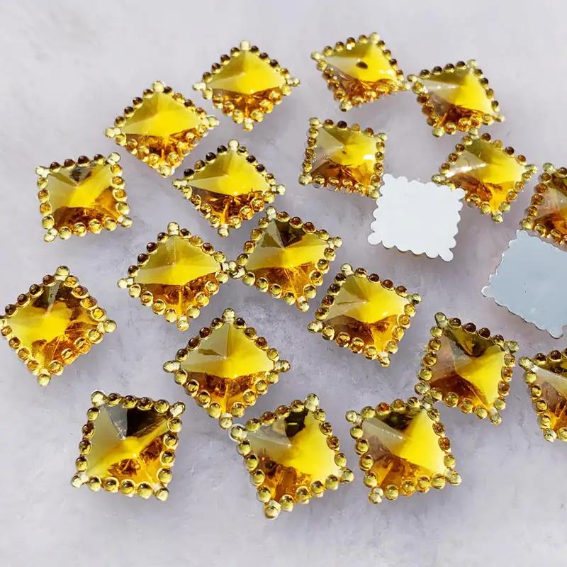 DIY 80pcs 12mm Crystal Acrylic Rhinestones Flatback Square Gems Strass Stone For Clothes Dress Craft -A54