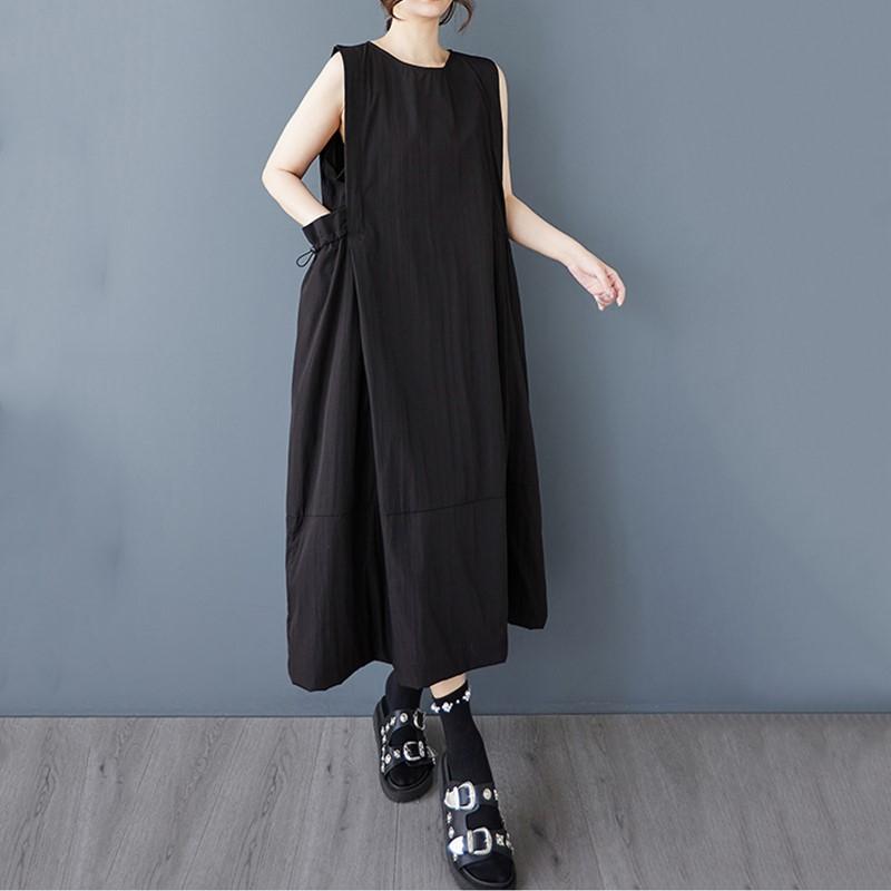 Sleeveless Plus Size Vintage Black New In Dresses for Women Casual Loose Long Summer Dress