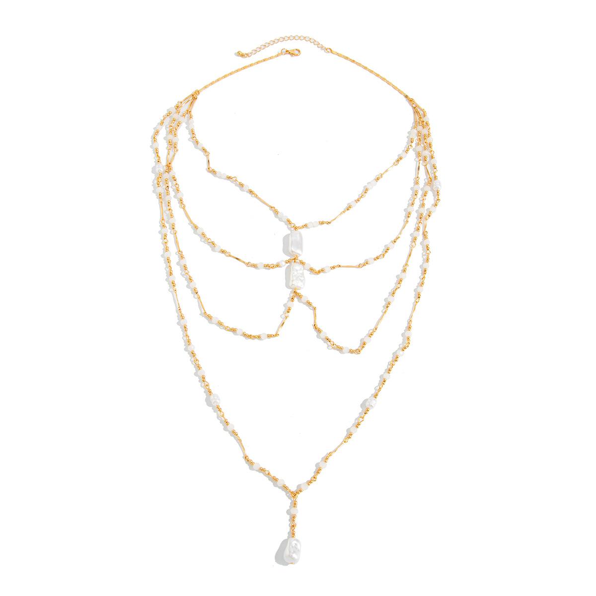

Boho Necklace Women s Multilayer Imitation Pearl Pendant Jewelry Accessory