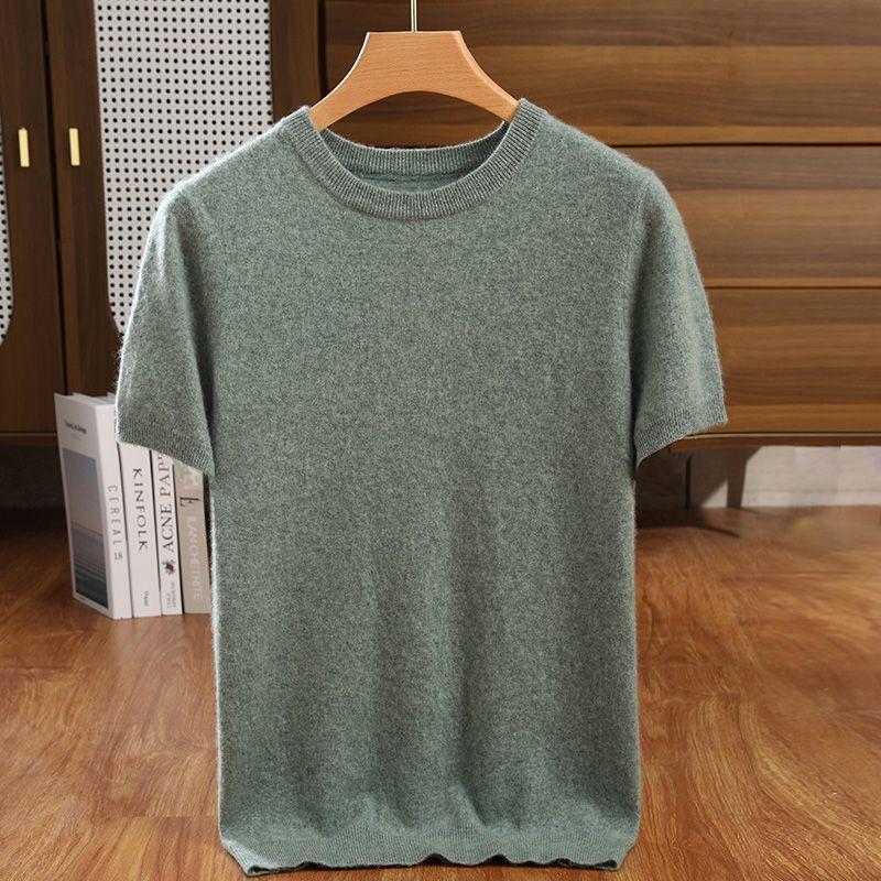 

Men s Black Crew Neck Basic T-Shirt Short Sleeve Solid Color Casual Cotton Tee Versatile XXXL зелений