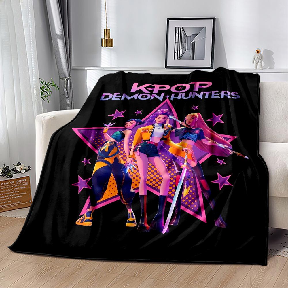 1pc K-Pop Demon Hunters Blanket Comfortable Soft Lightweight Multi Seasonal Blanket Travel Camping Picnics Sofa Office bedroom Perfect Gift Friends