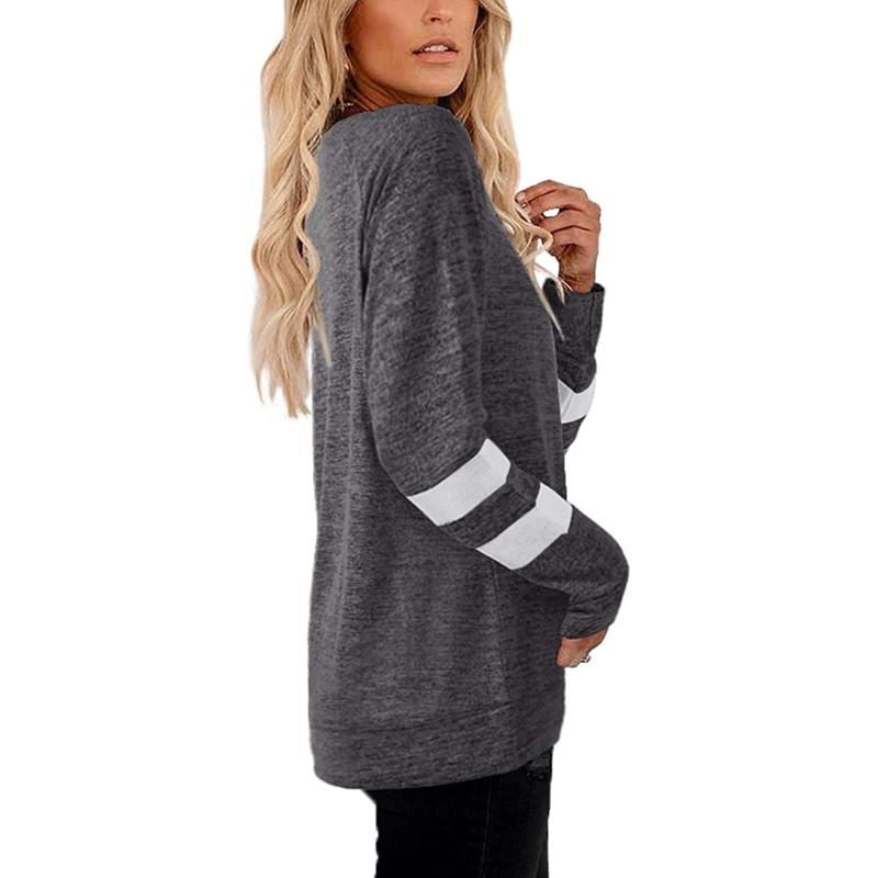 7-farbige Damenbekleidung, europäische und amerikanische Damen-T-Shirt mit langen Ärmeln und V-Ausschnitt, lockeres, lässiges T-Shirt