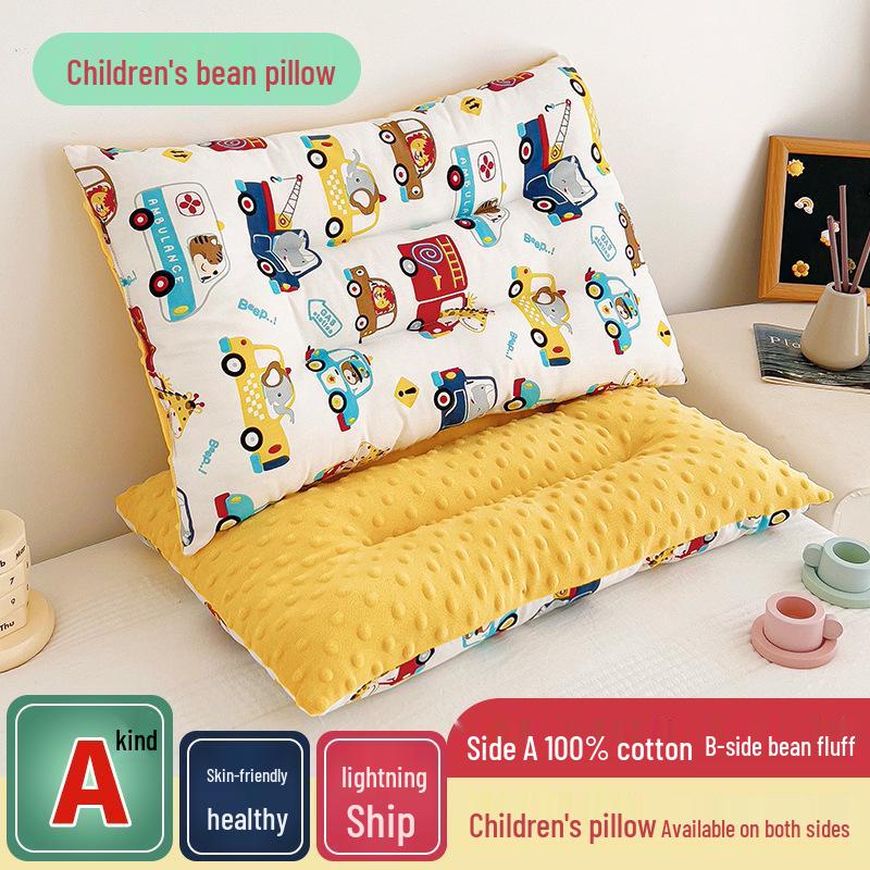 Children's All-Cotton Cartoon Bean Pillow - Velvet Nap Pillow for Kids
