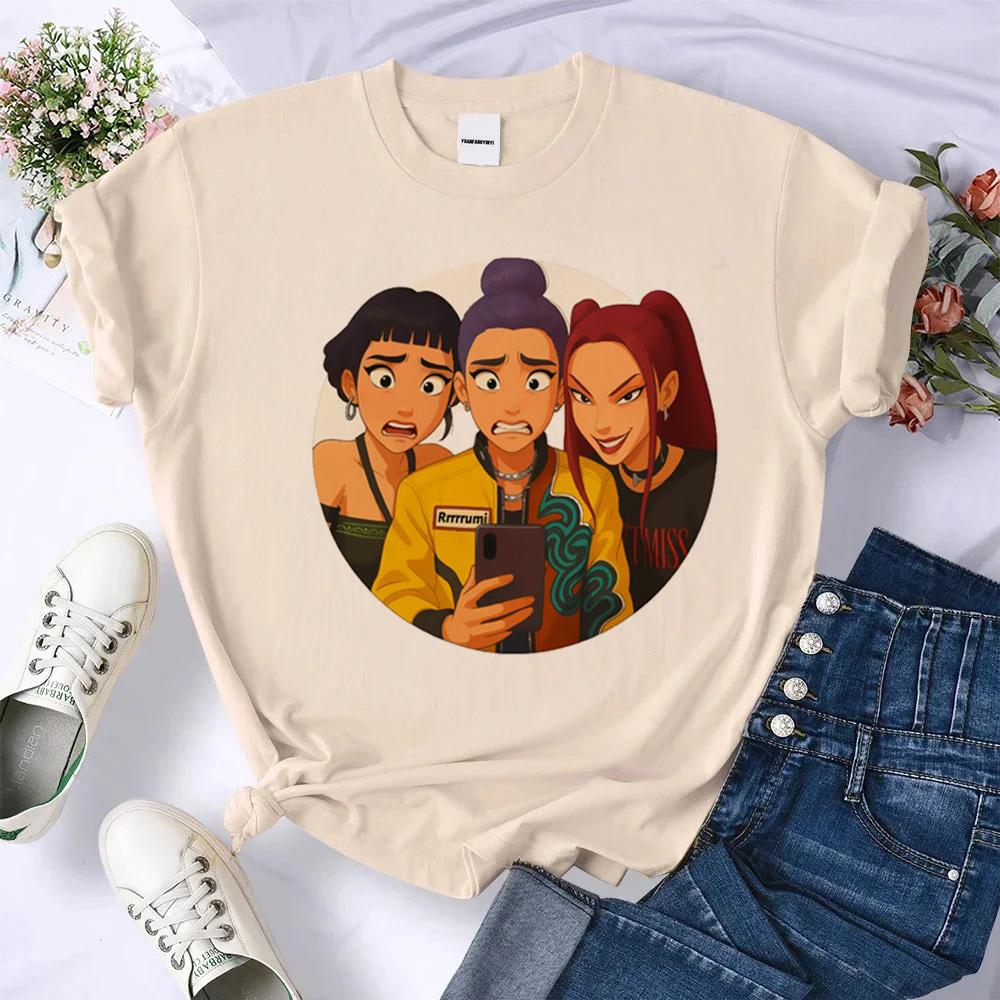 

KPop Demon Hunters Funny Aesthetic T-shirt for Women HUNTR/X Tiger Graphic Y2k Tops Female Tees Shirt Summer Fashion Clothing 4XL