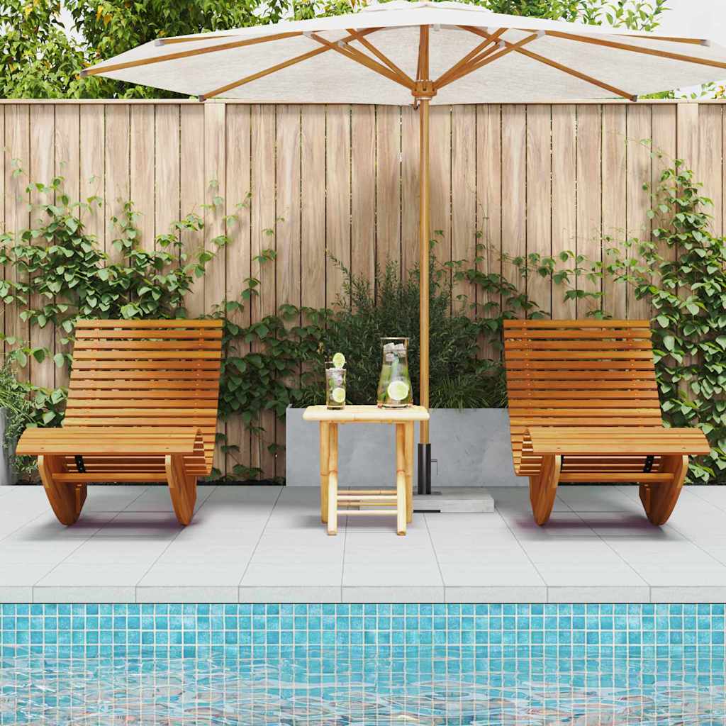 Liege 2 Person 2 Pcs Brown 154 X 60 X 74 Cm Solid Acacia Wood