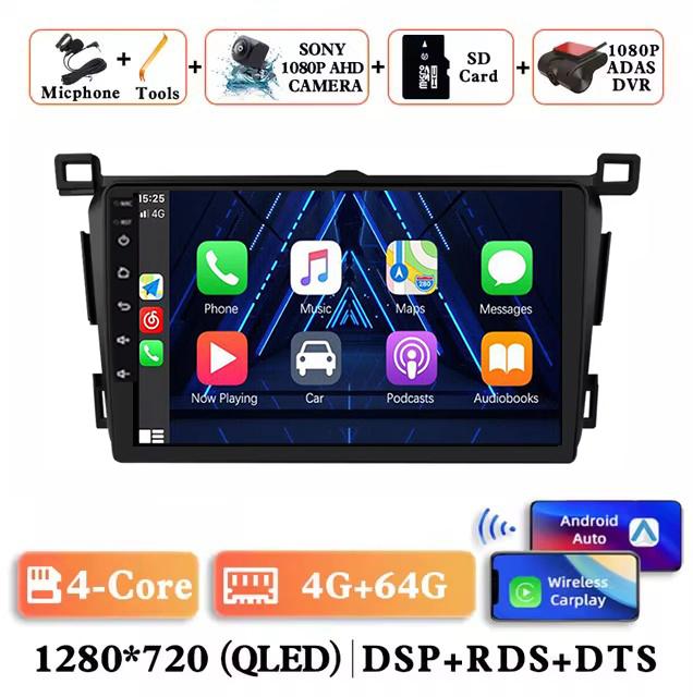 Android 14 Wireless Carplay Auto Car Radio for Toyota RAV4 Rav 4 2013 - 2018 Multimedia Player Navigation GPS 4G+WIFI Stereo RDS