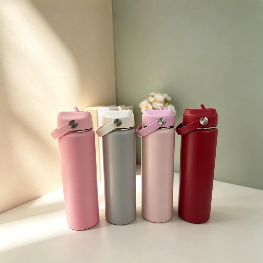 Portable Thermos Mug 316 Stainless Steel Sports Water Bottle with Straw, Large Capacity for Outdoor/Home Use.