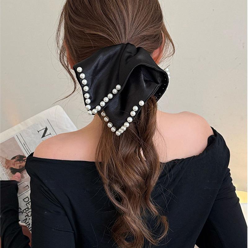 Early spring fresh large intestine hair band simple striped lace headband 2025 new high-end rubber band women's hair tie rope