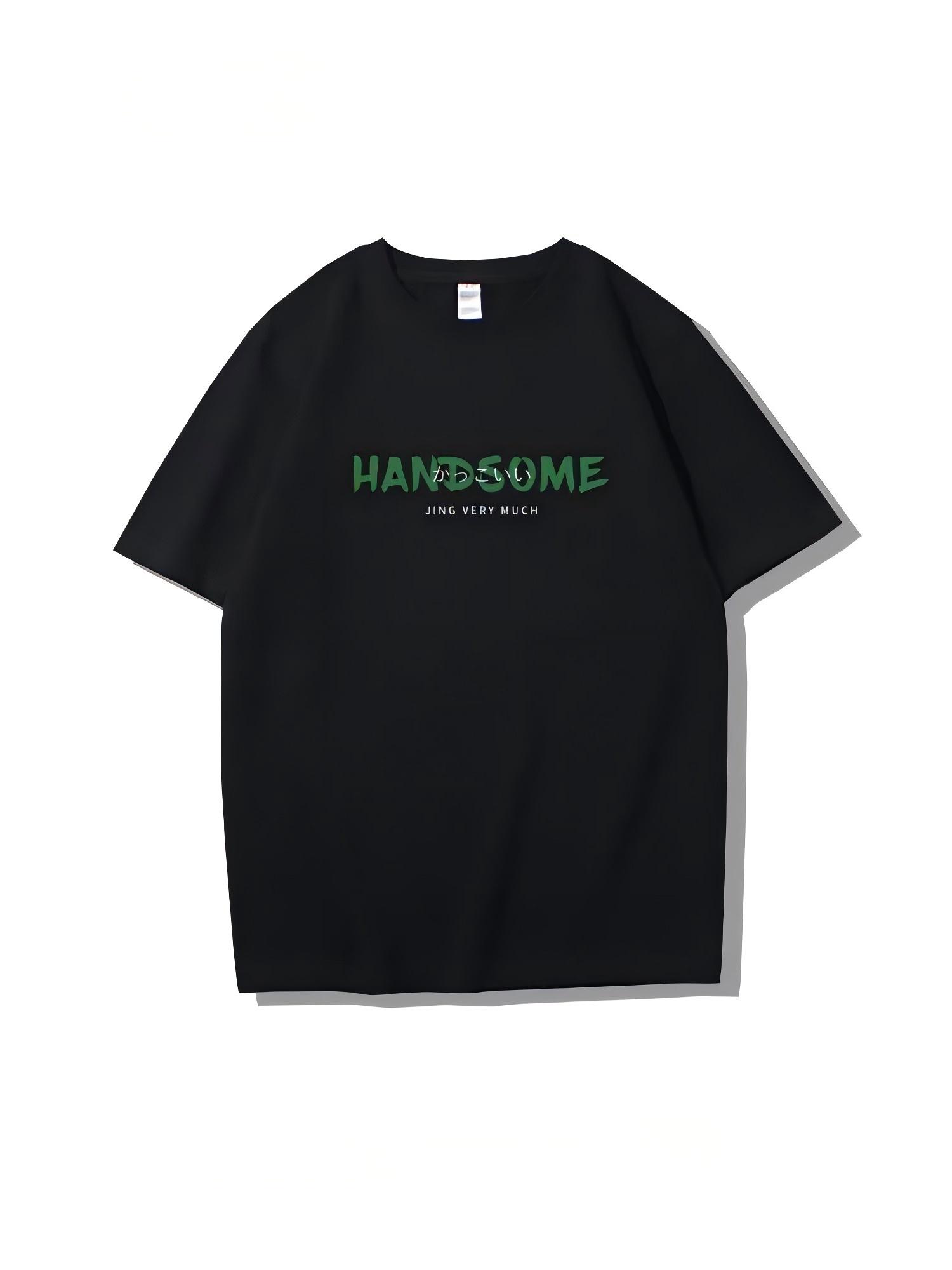 2026 New retro text trendy brand printing short-sleeved T-shirt men s and women s retro street fashion short-sleeved T-shirt S