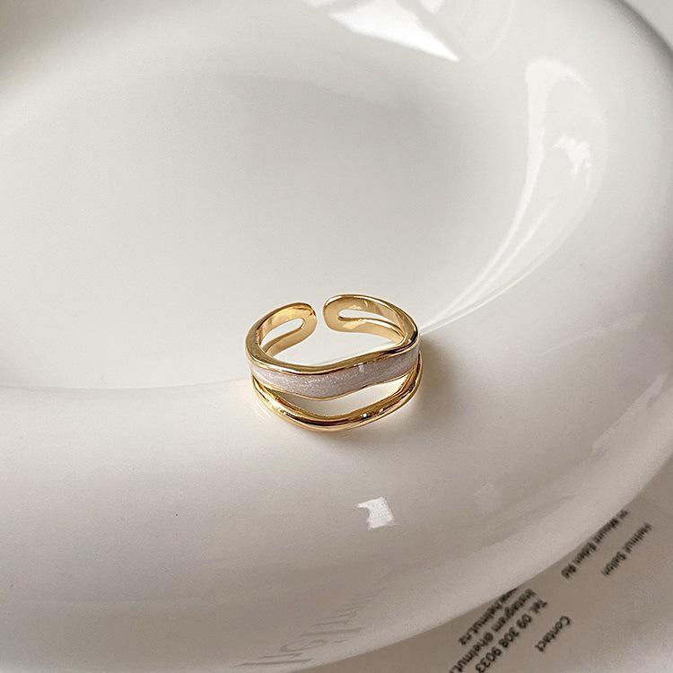 Gold Electroplated Zircon Bow Open Ring - Korean Design Luxury Jewelry