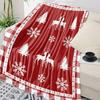 Christmas Snowflake Elk Plaid Throw Blanket for Sofa Christmas Decoration Bedspread Portable Microfiber Flannel Blanket