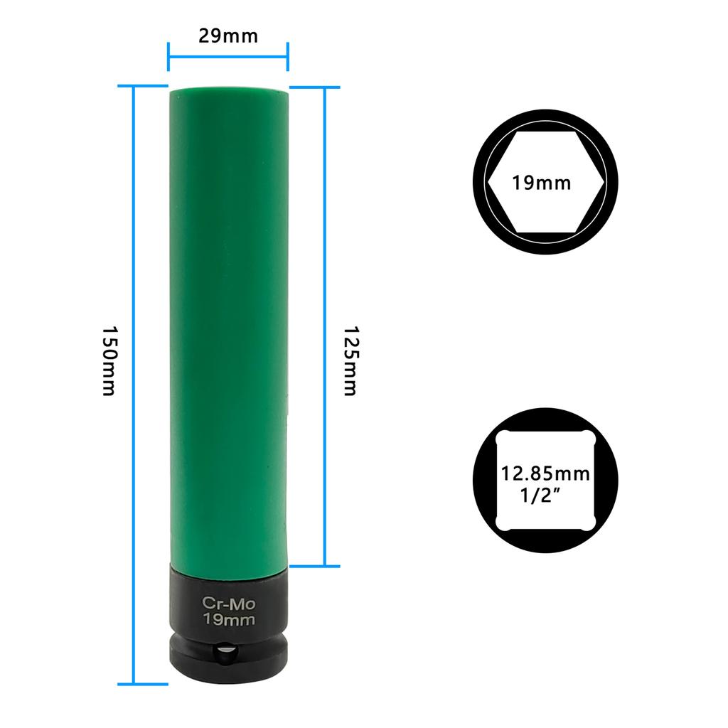 1/2'' Drive 17 mm Lug Nut Socket, CR-MO Non-Marring Extra Thin Wall Wheel Lug Nut Socket