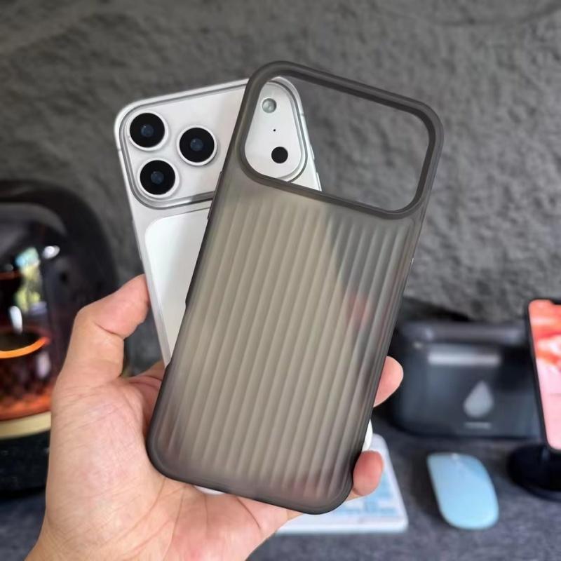 Stripe Corrugated Luggage Pattern Translucent Phone Case For iPhone 17 Air 16 15 14 13 12 Pro Max Frosted Shockproof Armor Cover