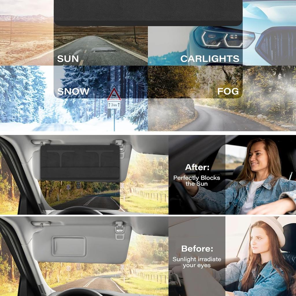 Polarized Car Sun Visor Extender, Upgraded Polarized Visor Extender Sun Blocker UV400, Universal Visor Extension For Car, Adjustable Sun Visor,