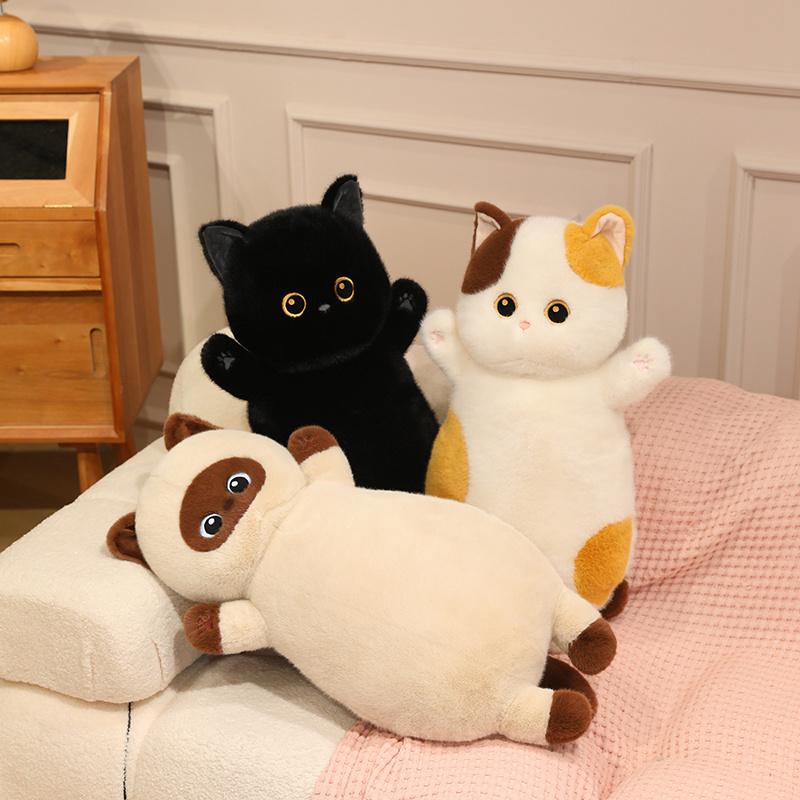 Adorable Sweet Cat Plush Toys Fluffly Stuffed Animals Soft Fat Kitten Dolls For Girls Gifts Home Decor