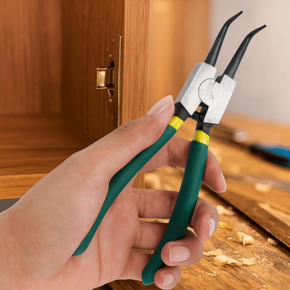 4pcs/set Sturdy Retaining Ring Plier 7 Inches Straight Bent Pliers Circlip Plier Set Furniture